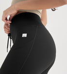 25" High Waist Workout Yoga Pants Leggings With Drawstring Pockets - ododos