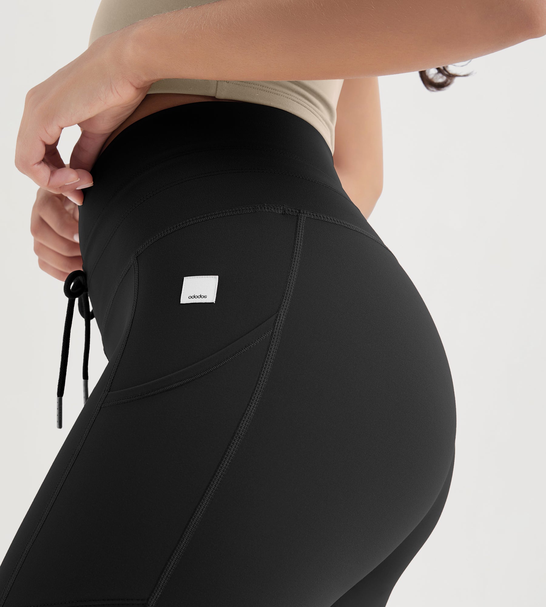25" High Waist Workout Yoga Pants Leggings With Drawstring Pockets - ododos