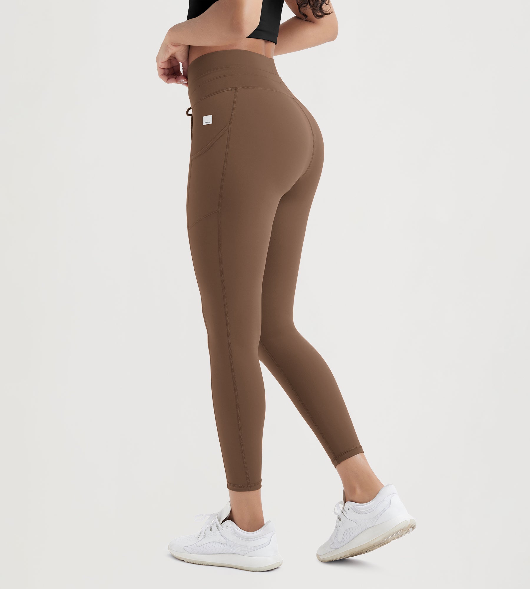 25" High Waist Workout Yoga Pants Leggings With Drawstring Pockets - ododos