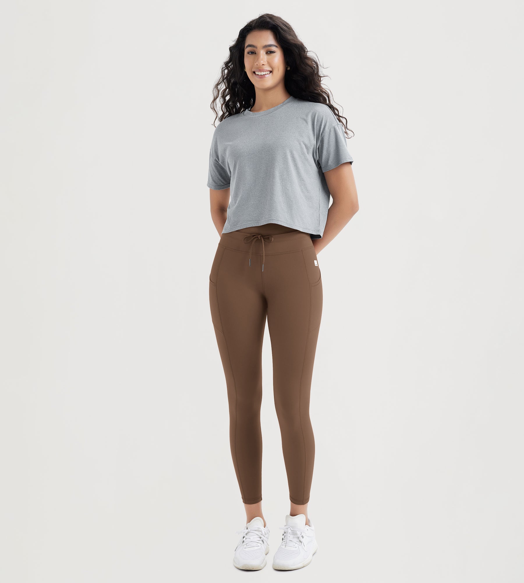 25" High Waist Workout Yoga Pants Leggings With Drawstring Pockets - ododos