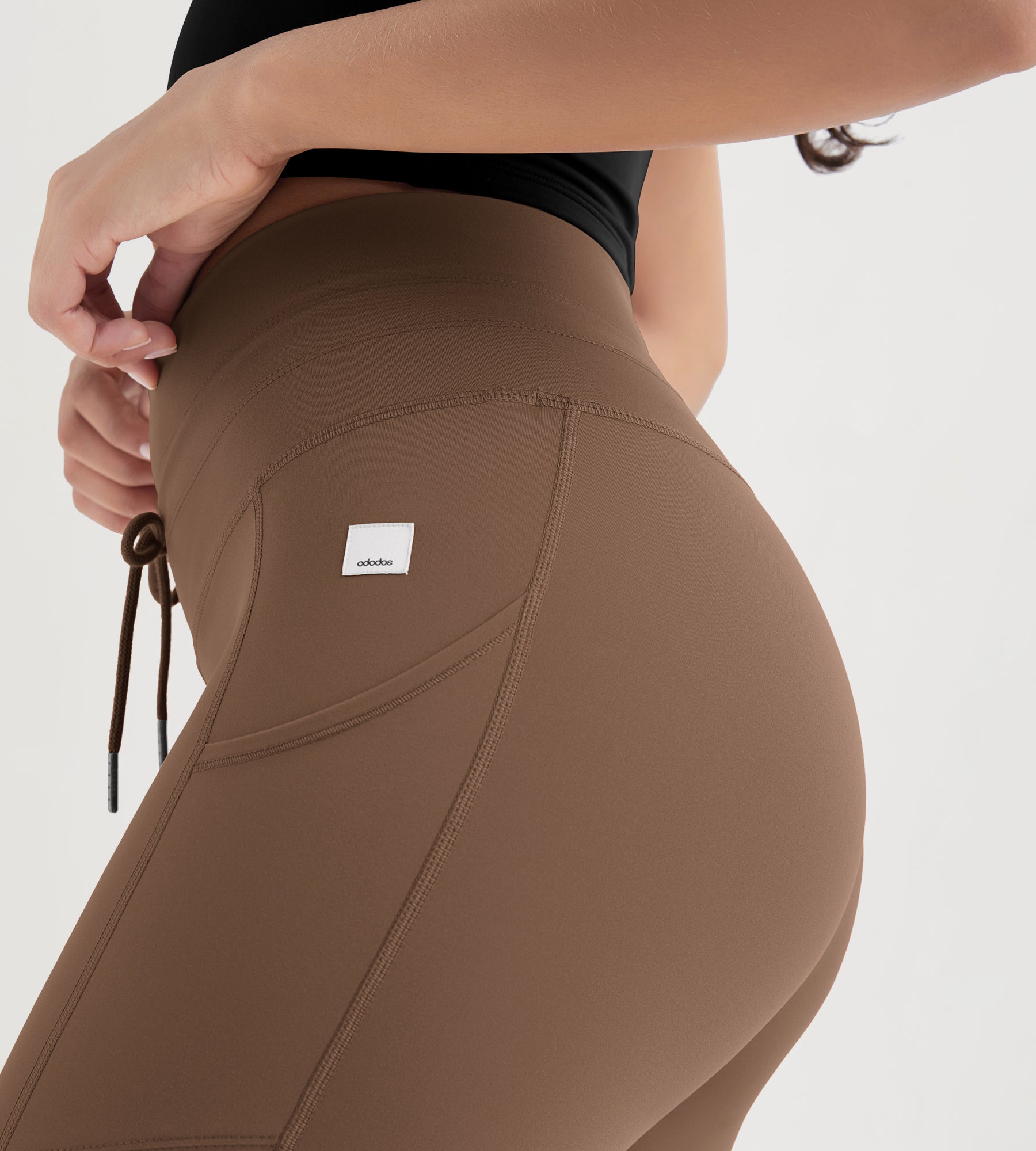 25" High Waist Workout Yoga Pants Leggings With Drawstring Pockets - ododos