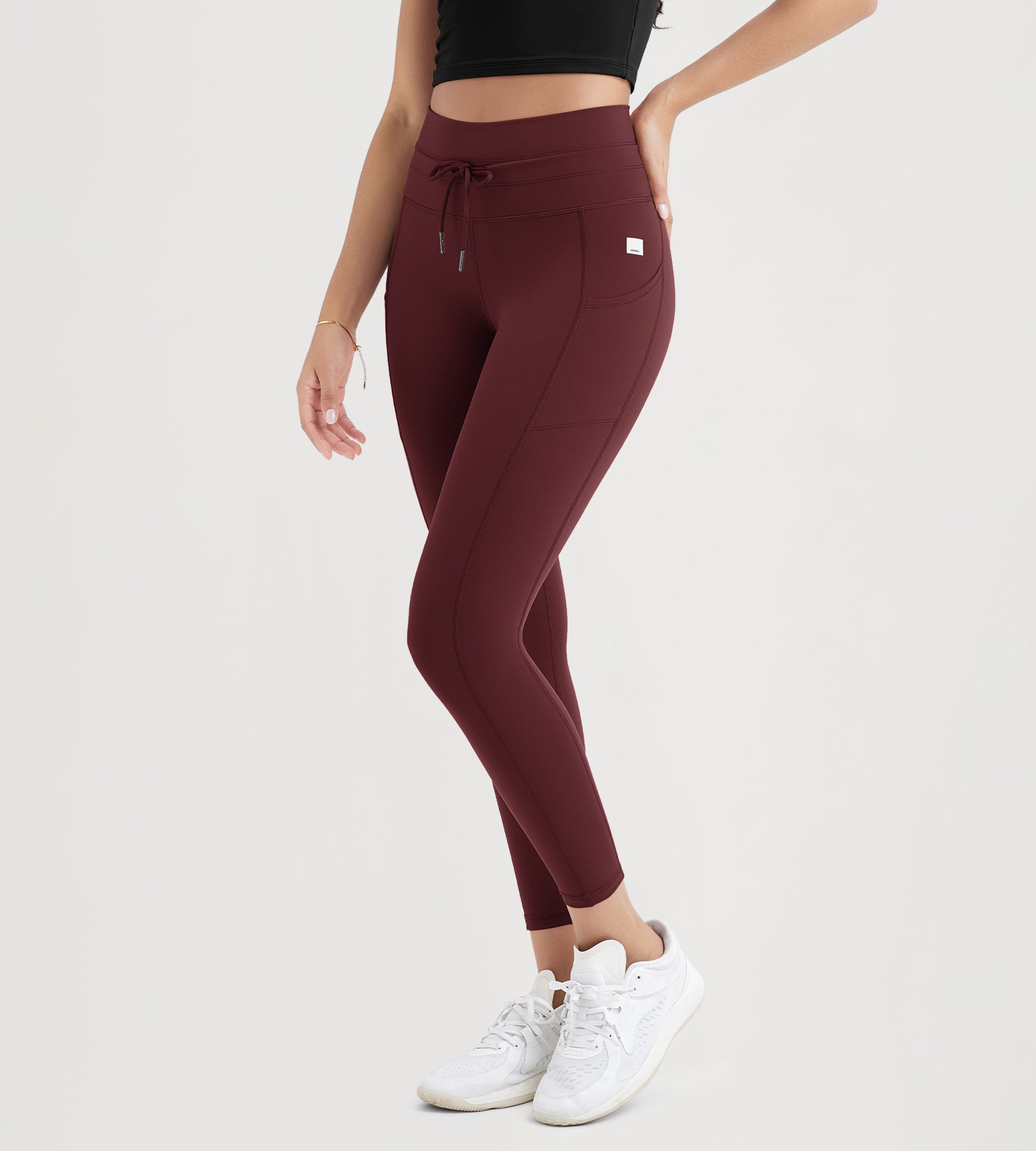 25" High Waist Workout Yoga Pants Leggings With Drawstring Pockets - ododos