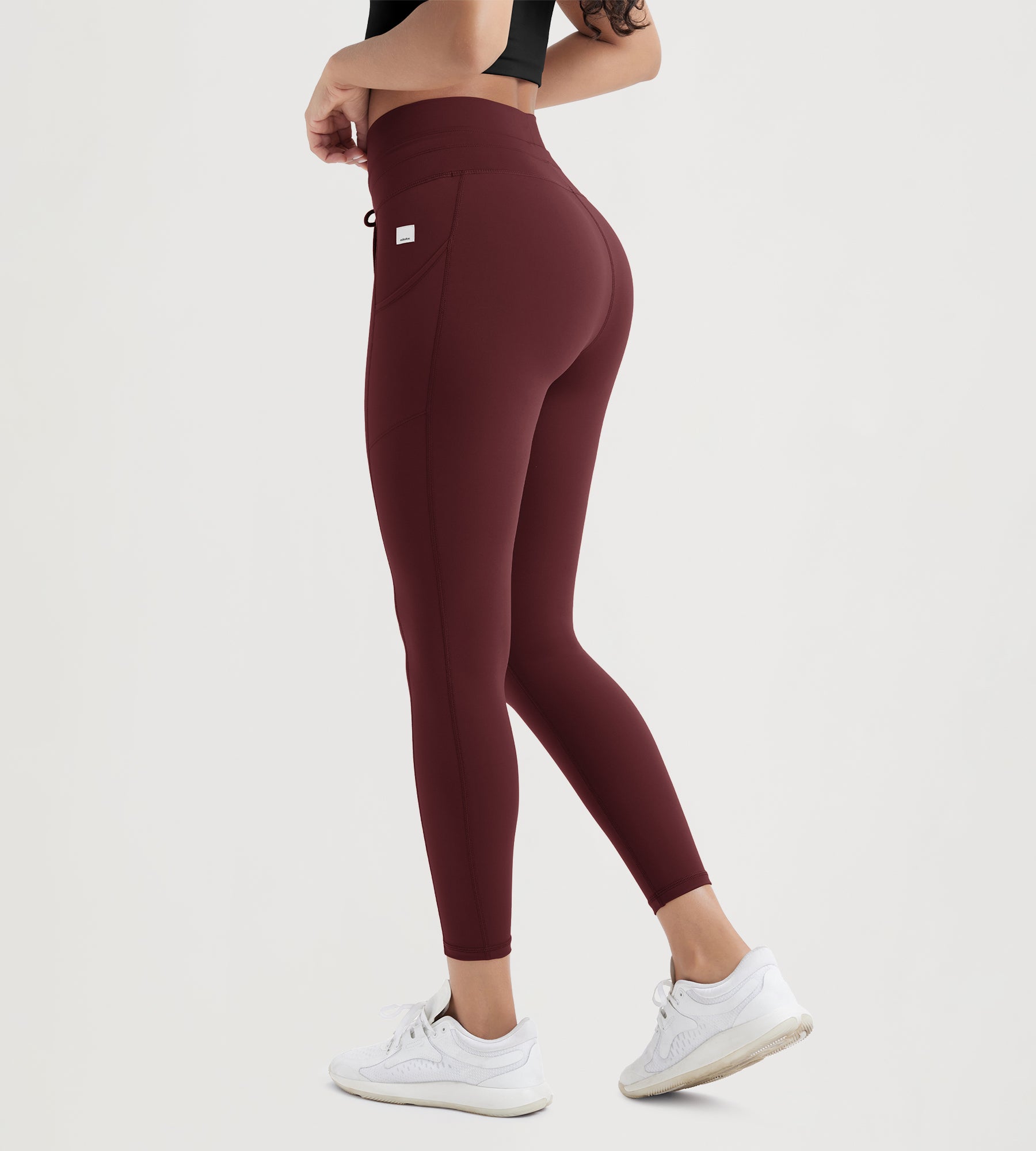 25" High Waist Workout Yoga Pants Leggings With Drawstring Pockets - ododos