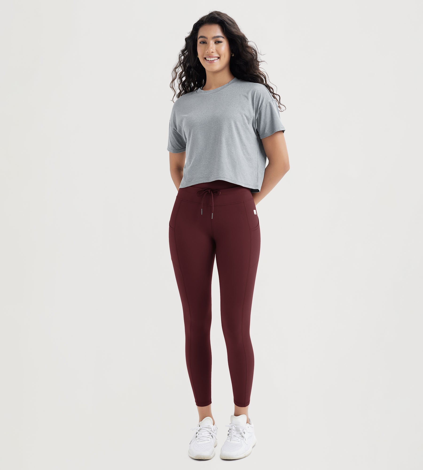 25" High Waist Workout Yoga Pants Leggings With Drawstring Pockets - ododos