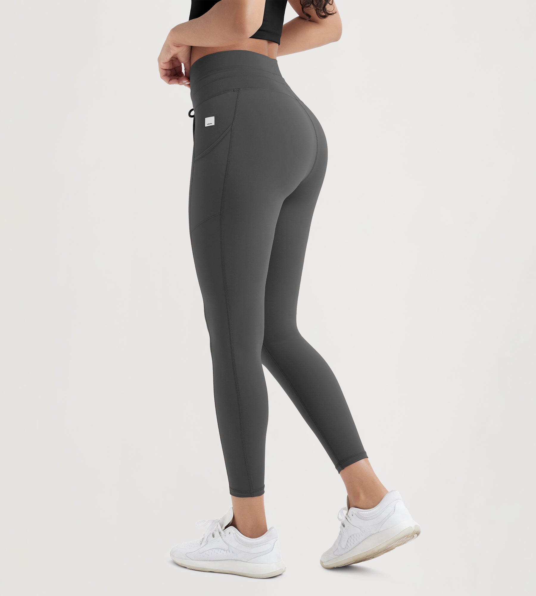 25" High Waist Workout Yoga Pants Leggings With Drawstring Pockets - ododos
