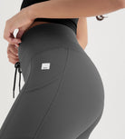 25" High Waist Workout Yoga Pants Leggings With Drawstring Pockets - ododos