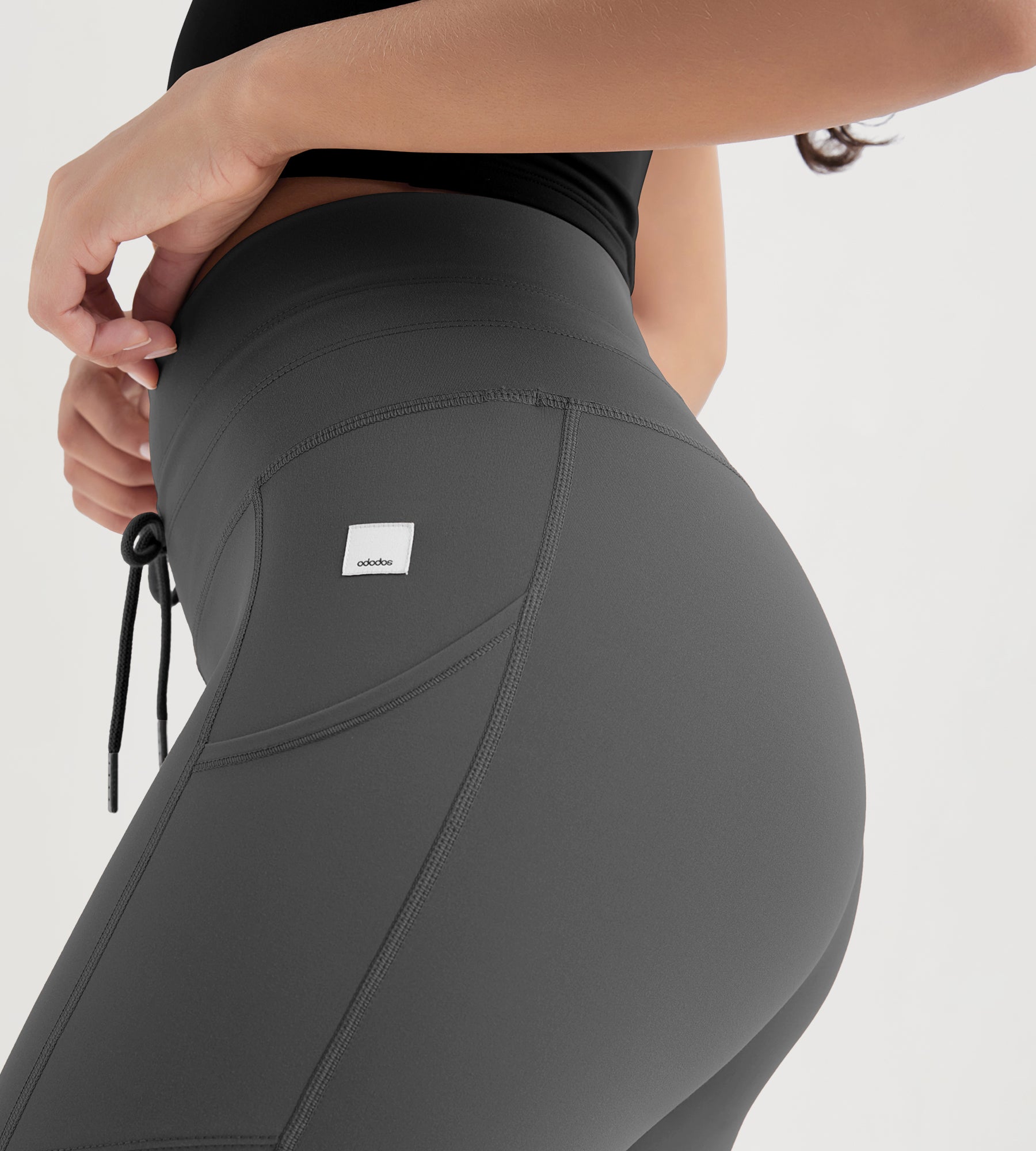 25" High Waist Workout Yoga Pants Leggings With Drawstring Pockets - ododos