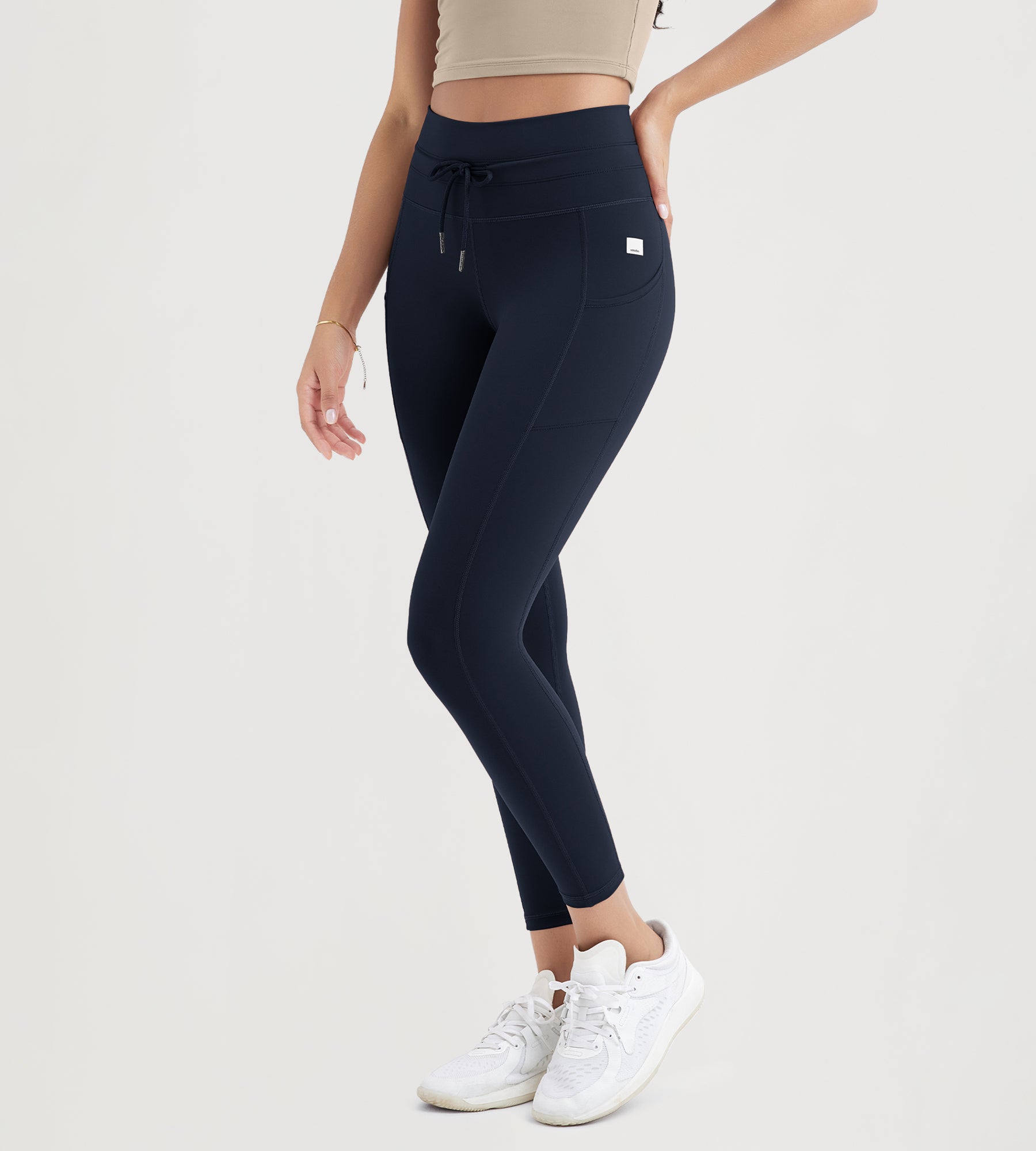25" High Waist Workout Yoga Pants Leggings With Drawstring Pockets - ododos