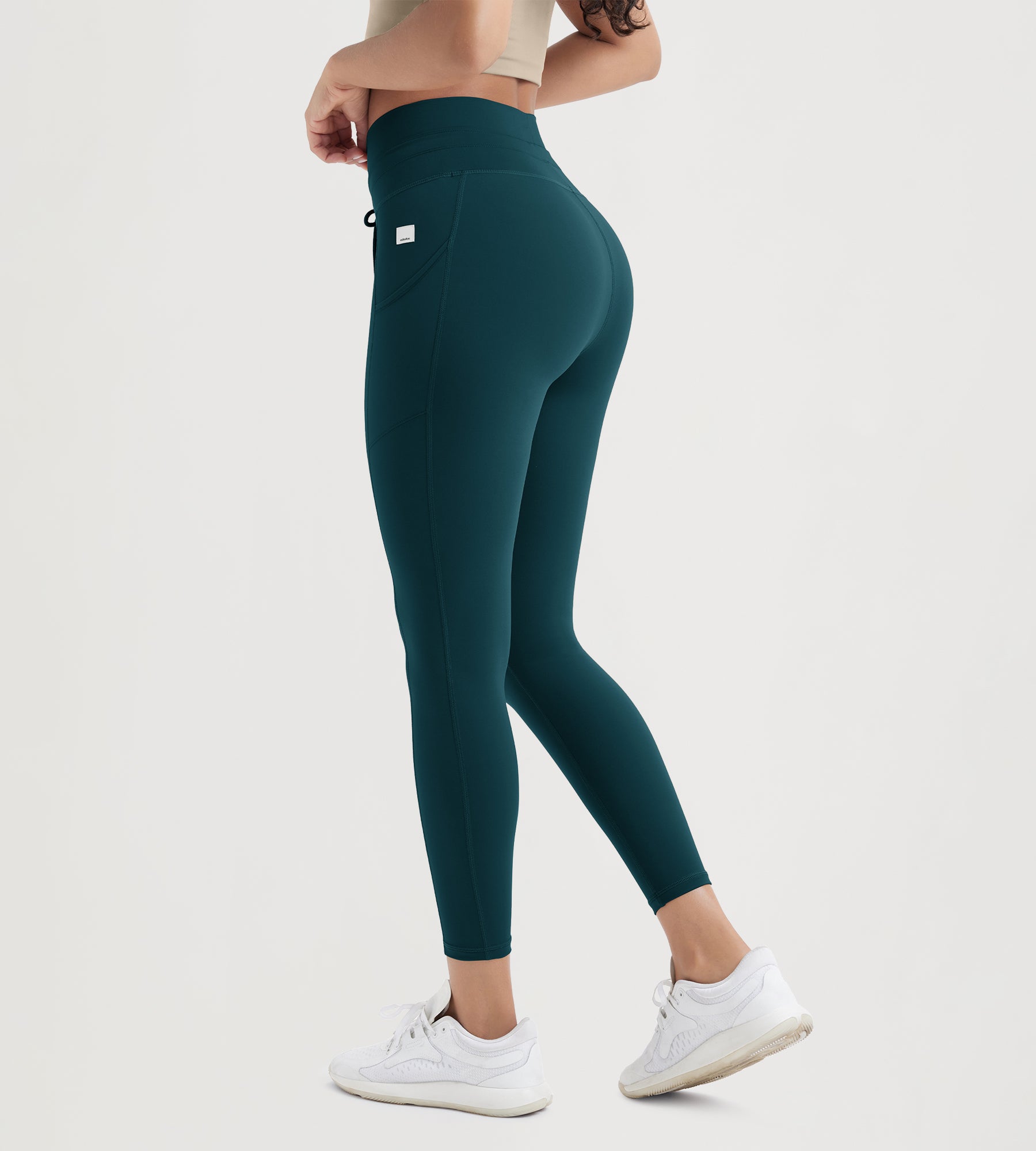 25" High Waist Workout Yoga Pants Leggings With Drawstring Pockets - ododos