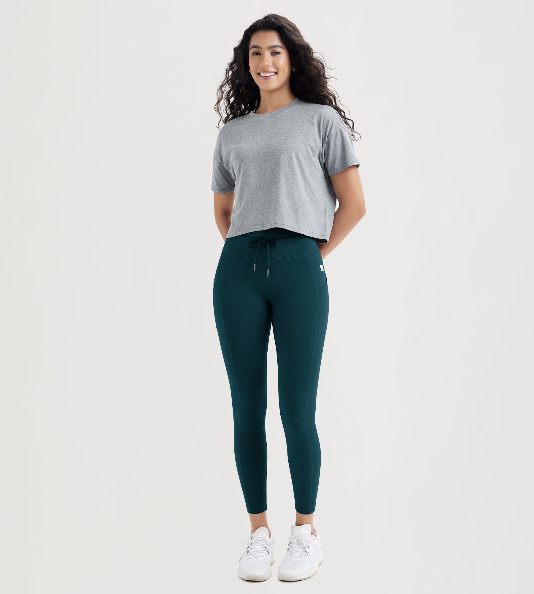 25" High Waist Workout Yoga Pants Leggings With Drawstring Pockets - ododos