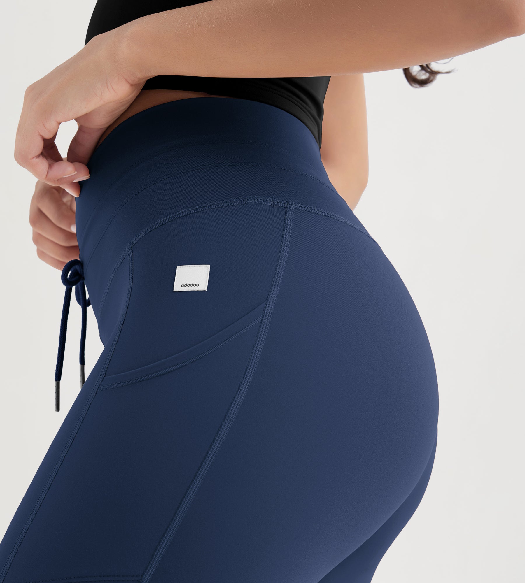 25" High Waist Workout Yoga Pants Leggings With Drawstring Pockets - ododos
