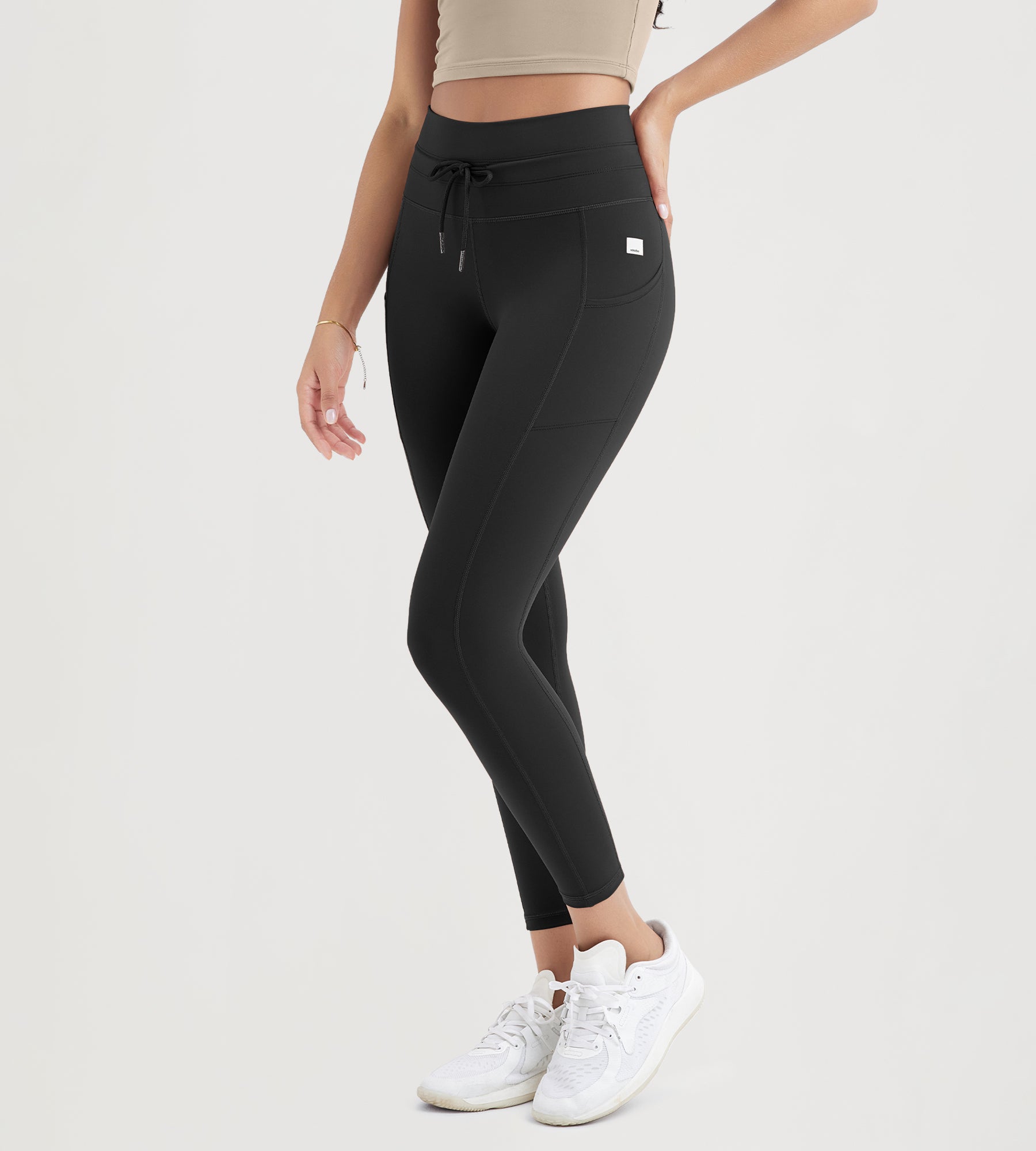 25" High Waist Workout Yoga Pants Leggings With Drawstring Pockets - ododos