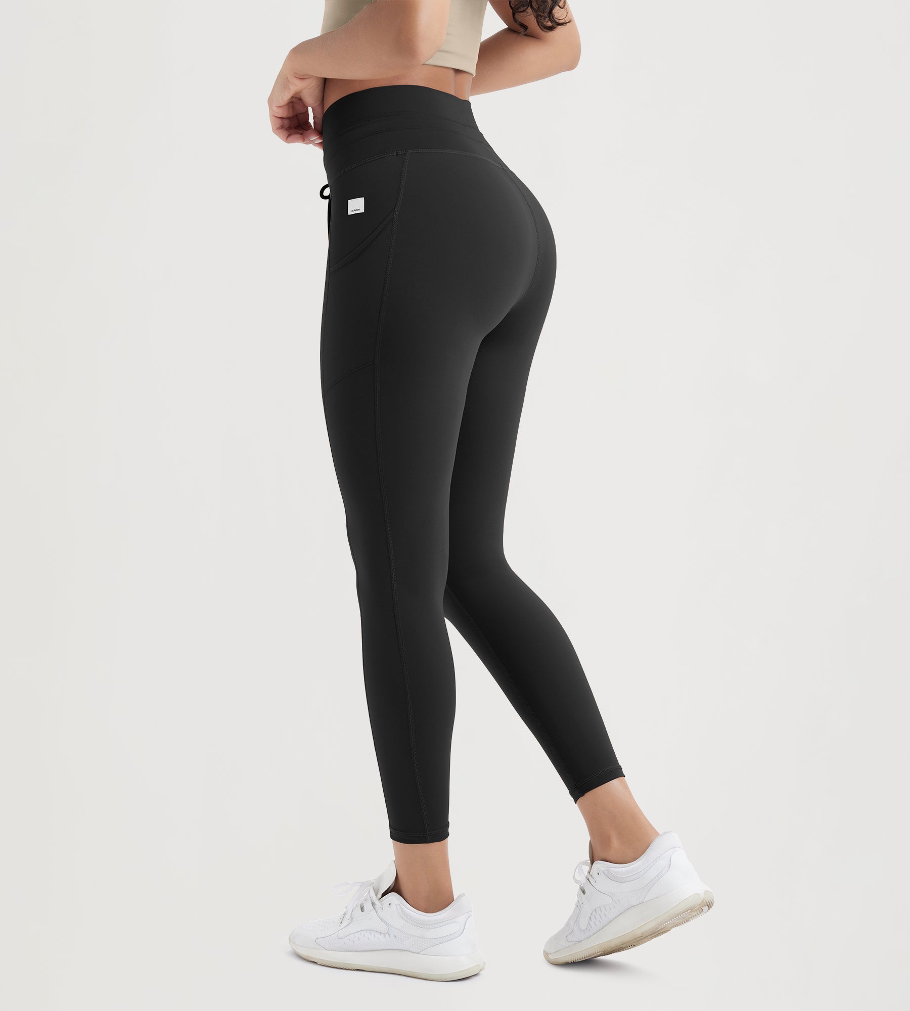25" High Waist Workout Yoga Pants Leggings With Drawstring Pockets - ododos