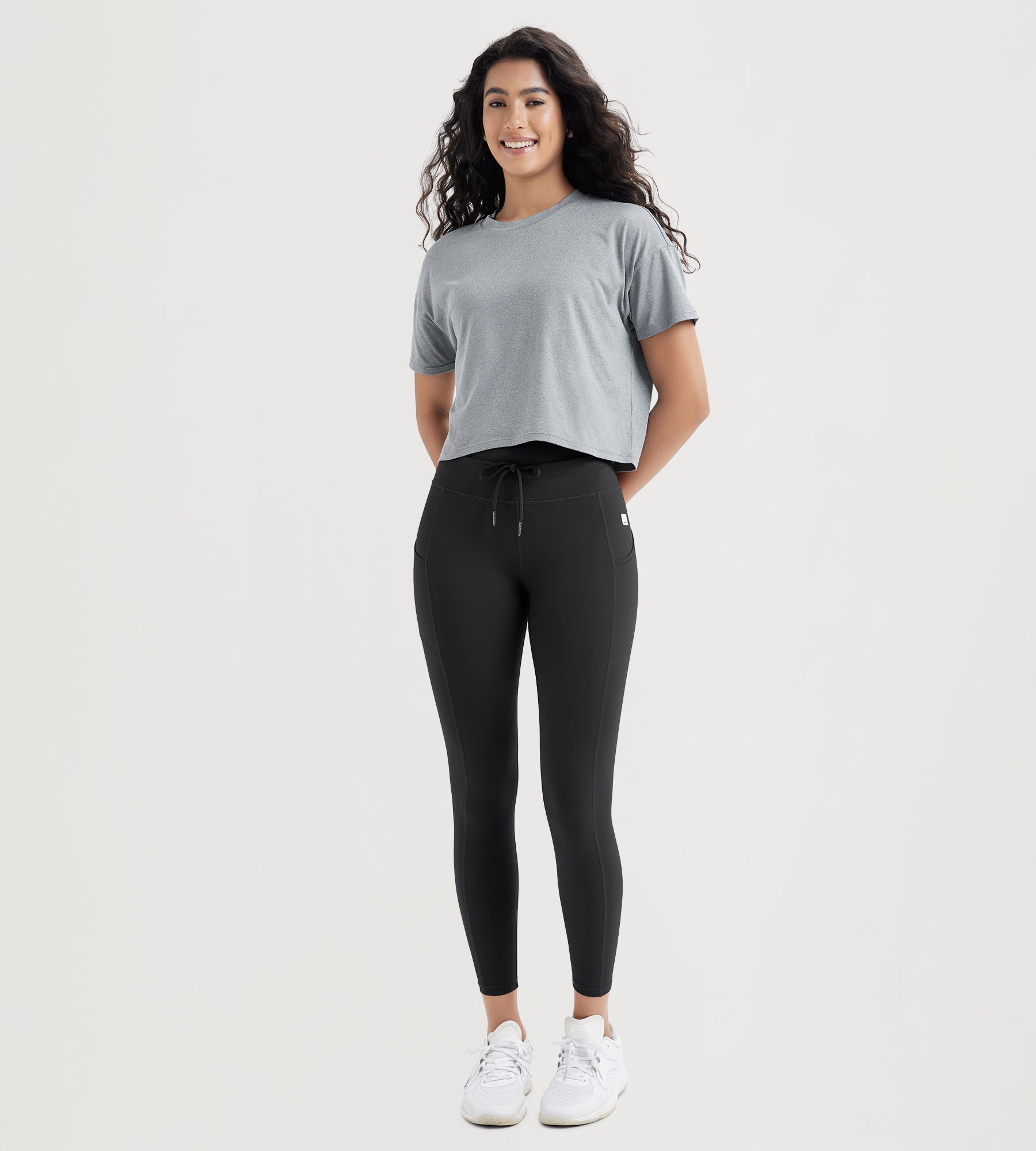 25" High Waist Workout Yoga Pants Leggings With Drawstring Pockets - ododos