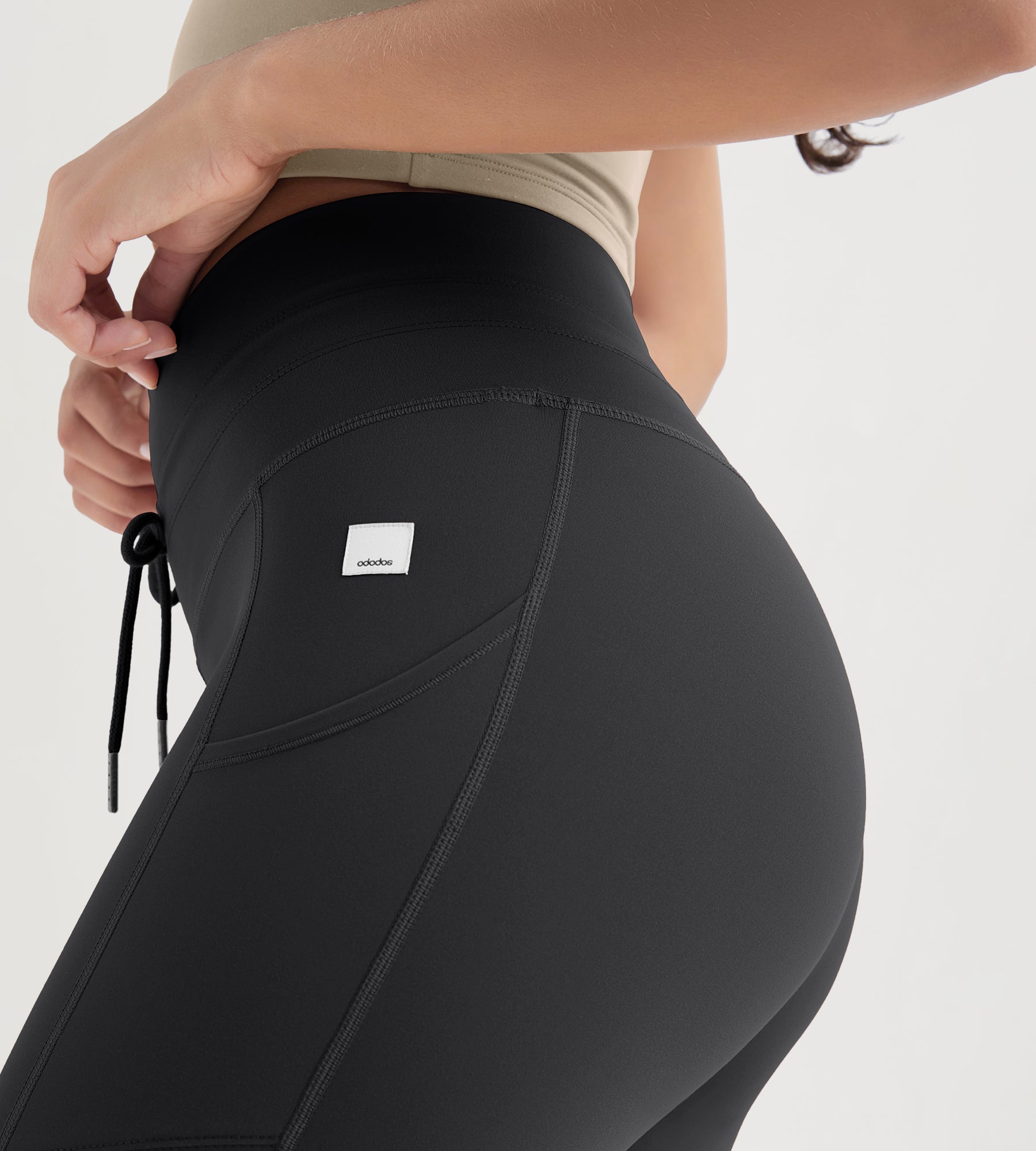 25" High Waist Workout Yoga Pants Leggings With Drawstring Pockets - ododos