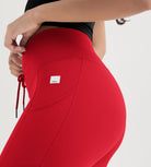 25" High Waist Workout Yoga Pants Leggings With Drawstring Pockets - ododos