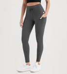 ODODOS 28" High Waist Workout Yoga Pants Leggings With Drawstring Pockets Charcoal - ododos