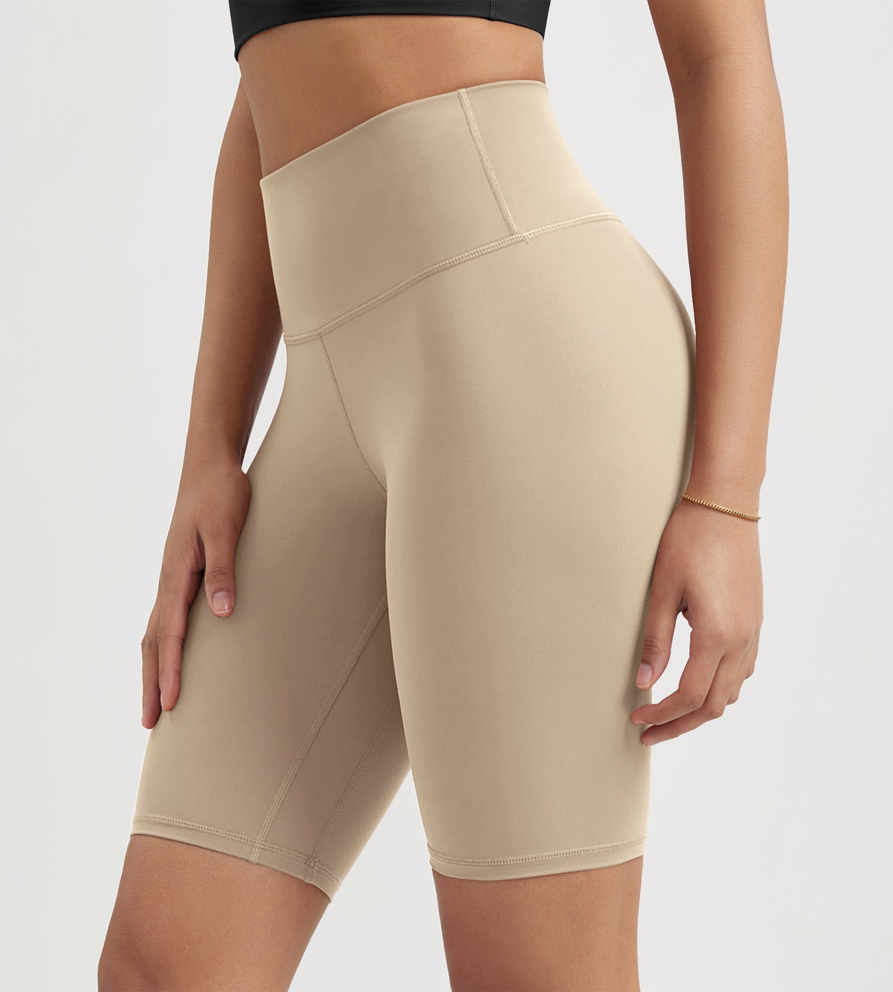 ODLIFT 10" High Waist Biker Shorts Beige - ododos