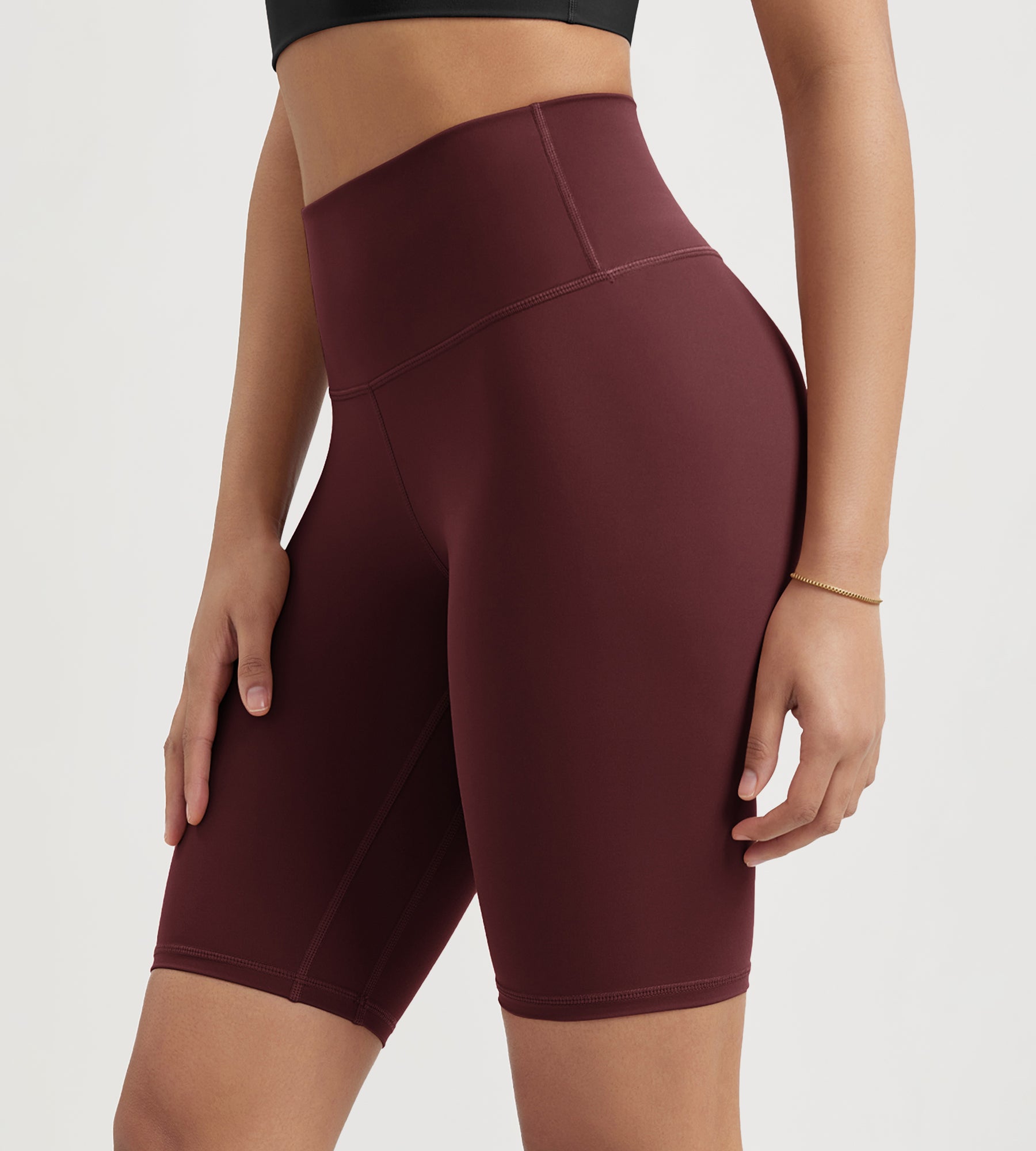 ODLIFT 10" High Waist Biker Shorts Burgundy - ododos