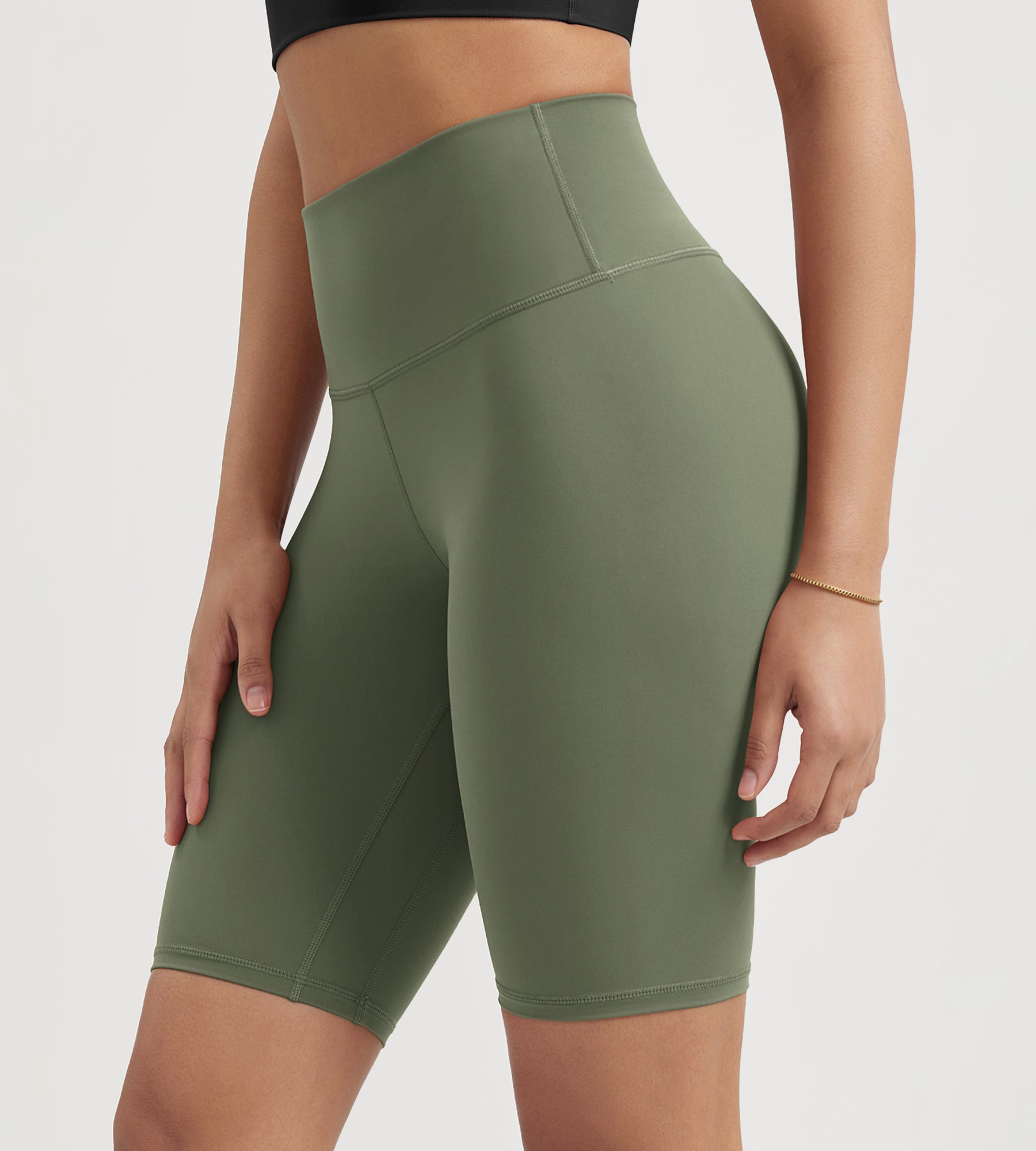 ODLIFT 10" High Waist Biker Shorts Dark Olive - ododos