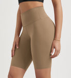 ODLIFT 10" High Waist Biker Shorts Light Brown - ododos