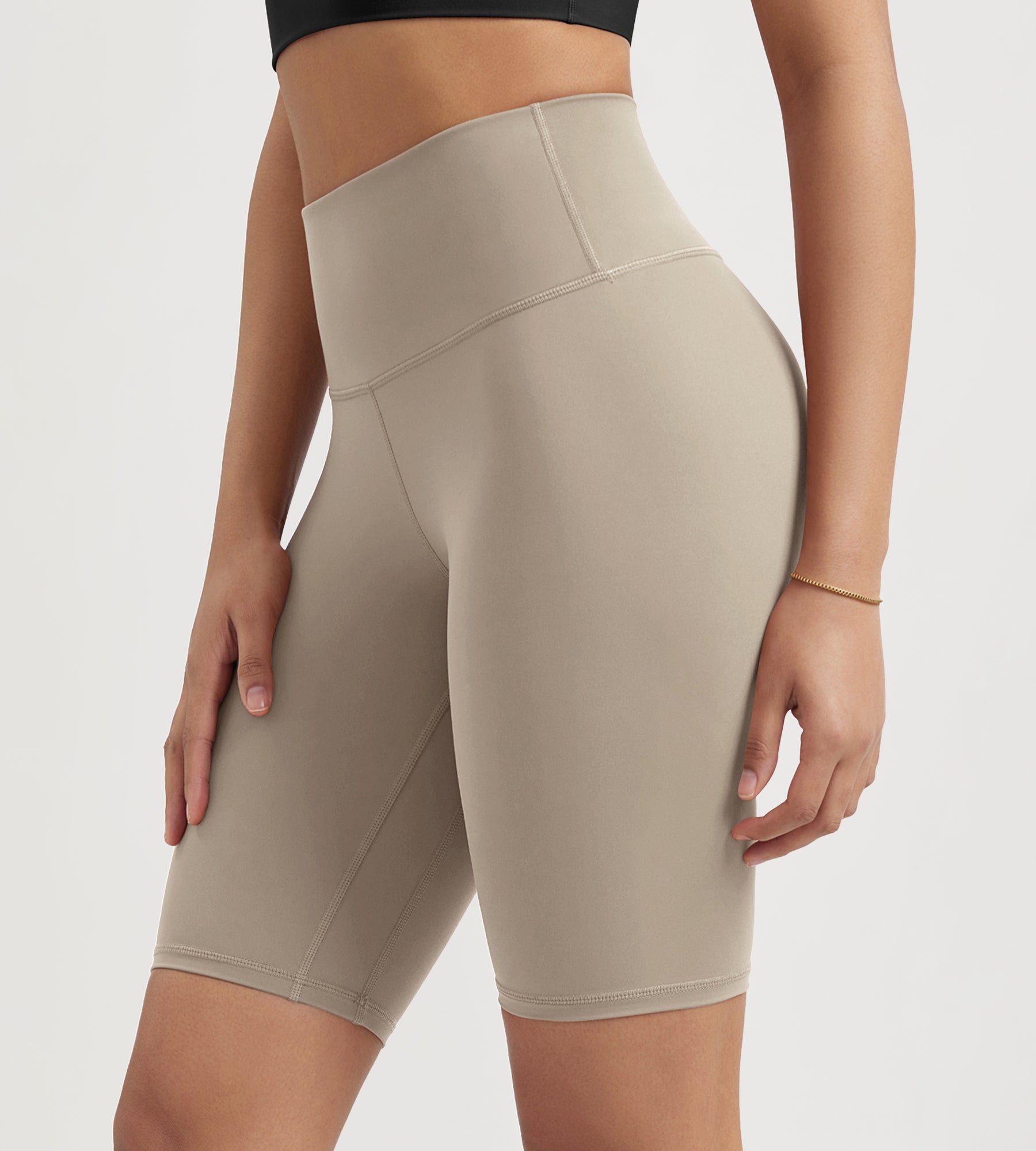 ODLIFT 10" High Waist Biker Shorts Shaker Beige - ododos