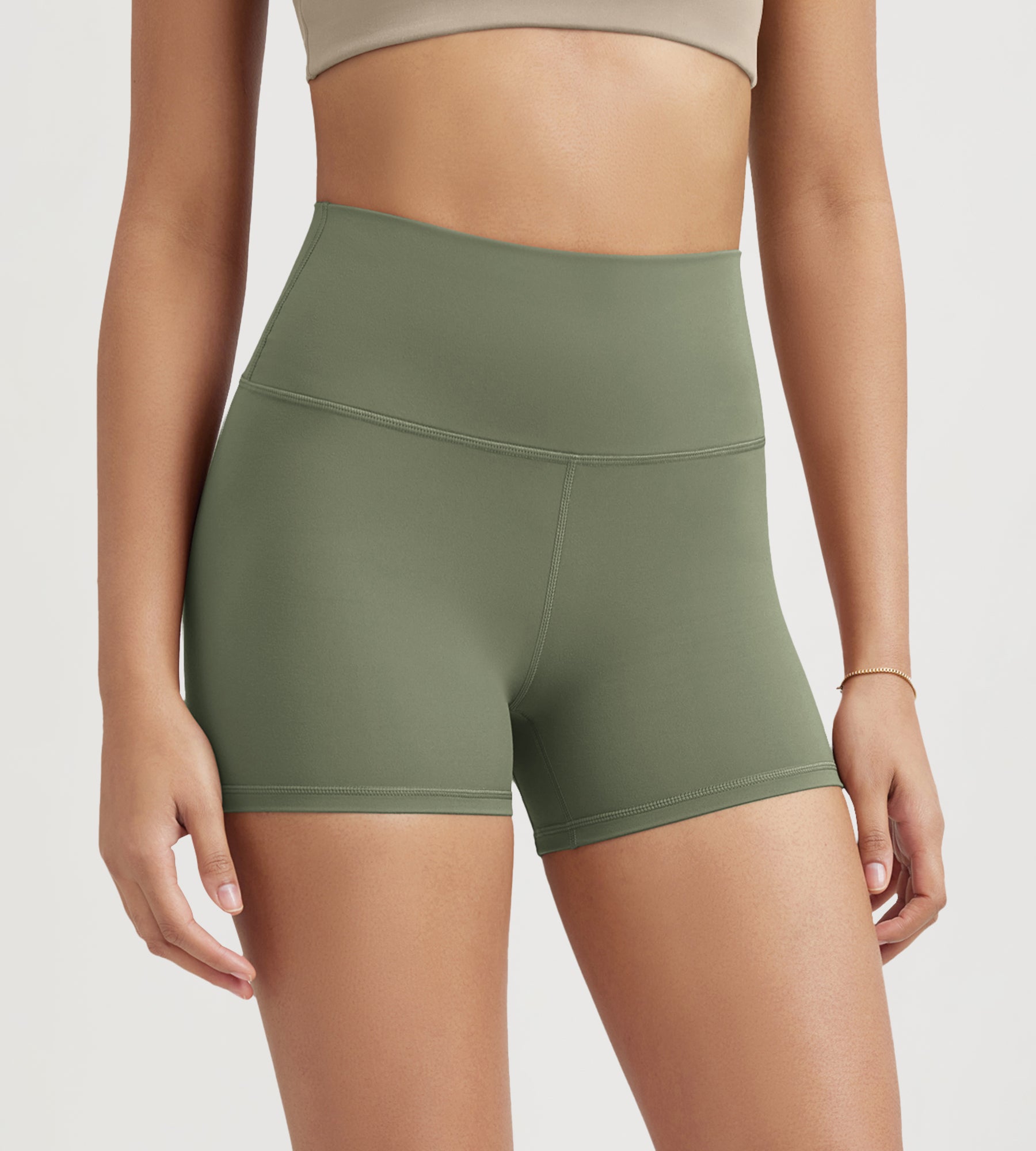 ODLIFT 4" High Waist Biker Shorts Dark Olive - ododos