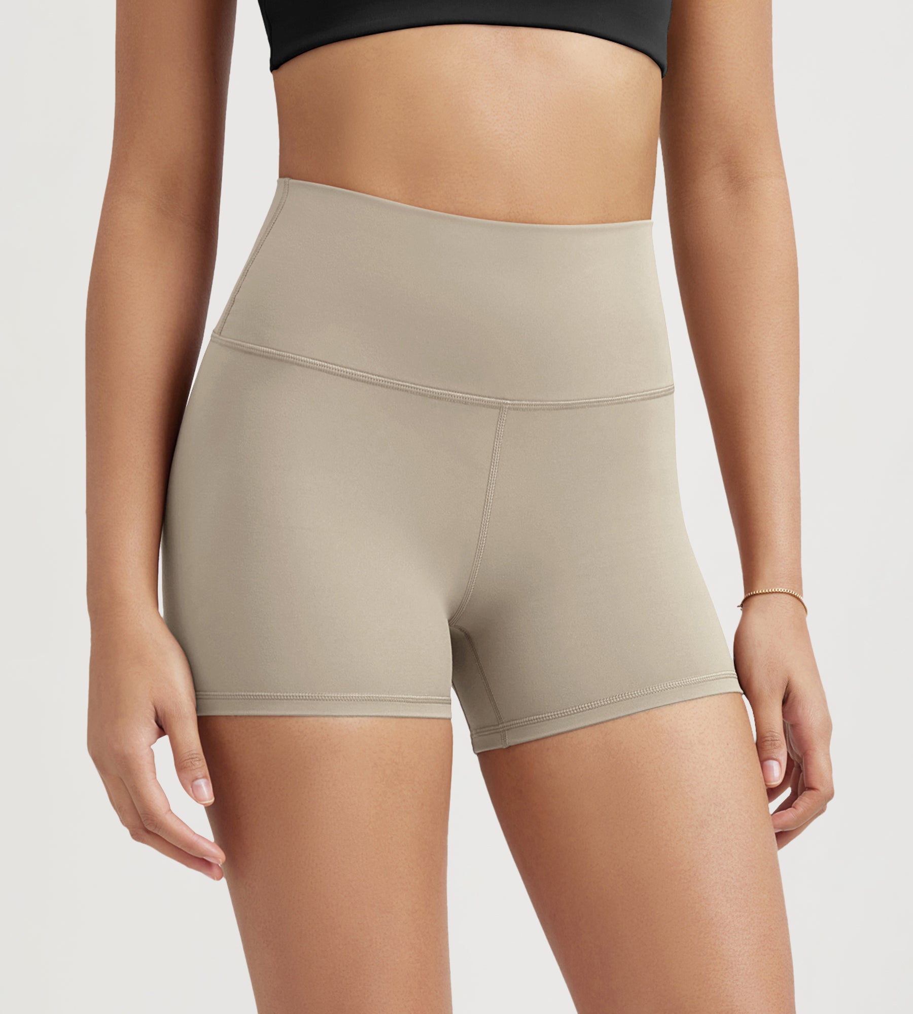ODLIFT 4" High Waist Biker Shorts Shaker Beige - ododos