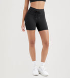5" Inseam High Waist Shorts With Drawstring Workout Yoga Biker Shorts - ododos