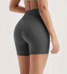 5" Inseam High Waist Shorts With Drawstring Workout Yoga Biker Shorts - ododos