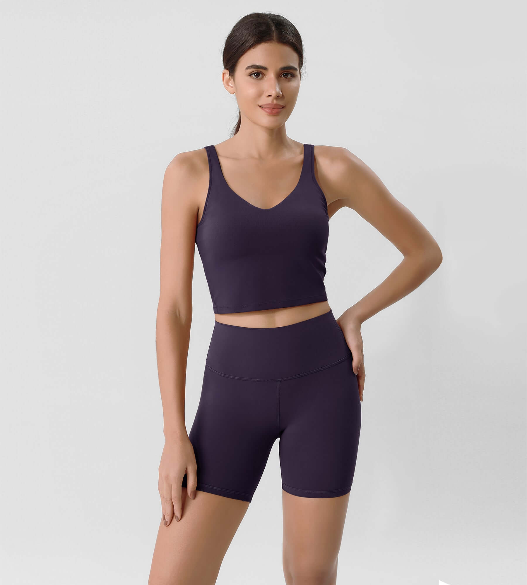 ODLIFT 6" High Waist Biker Shorts Dark Purple - ododos
