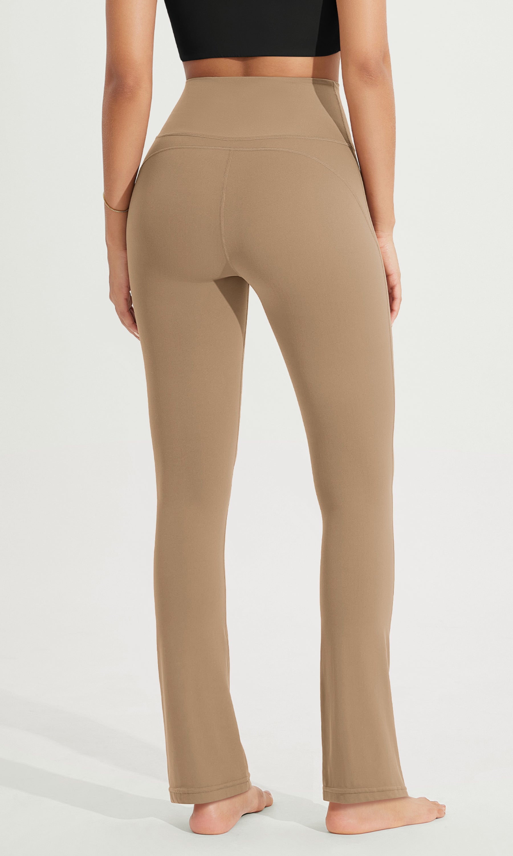 28" High Waist Casual Straight Leg Pants with Back Pocket - ododos