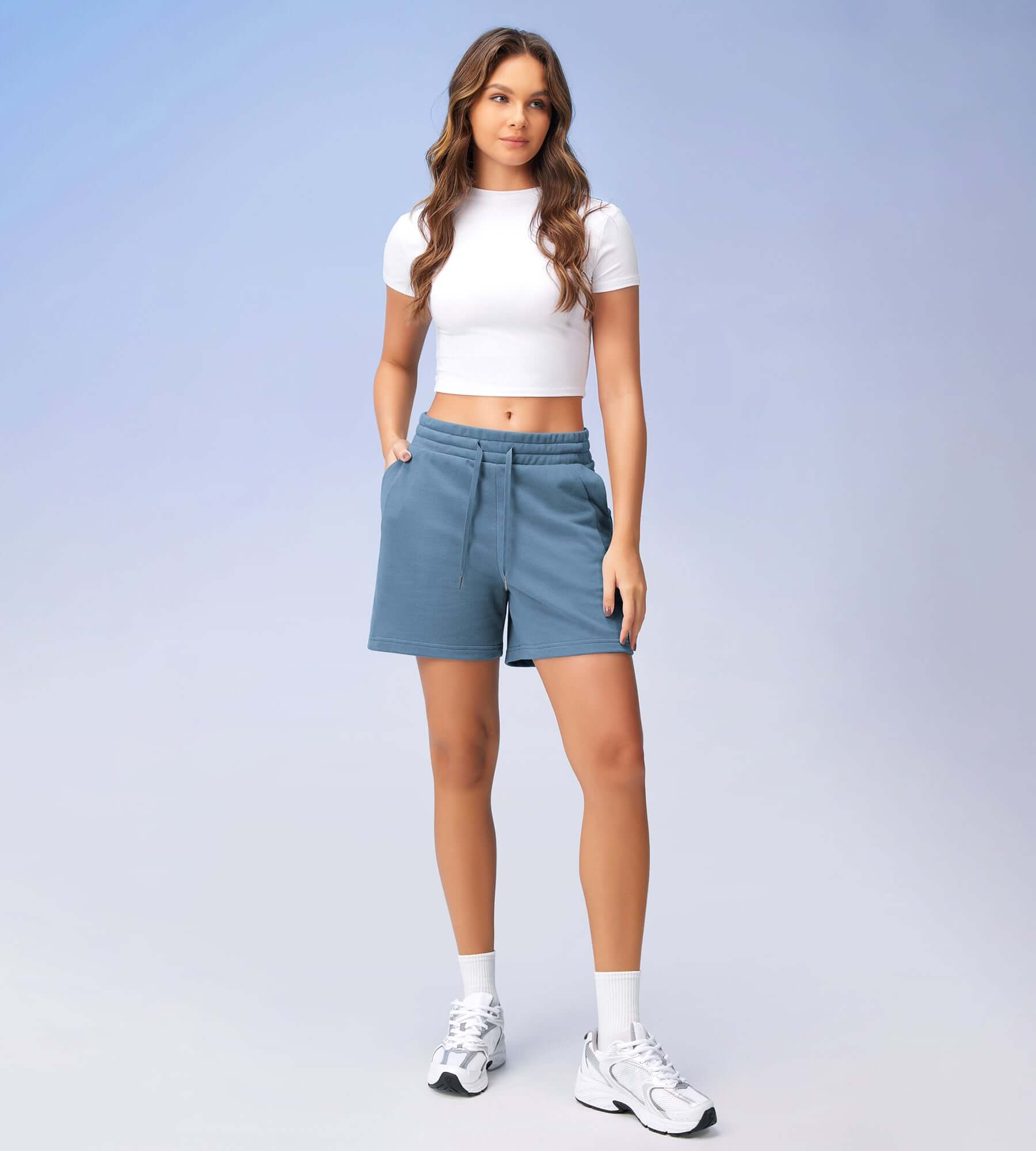 5" Cotton French Terry High Waist Lounge Shorts - ododos