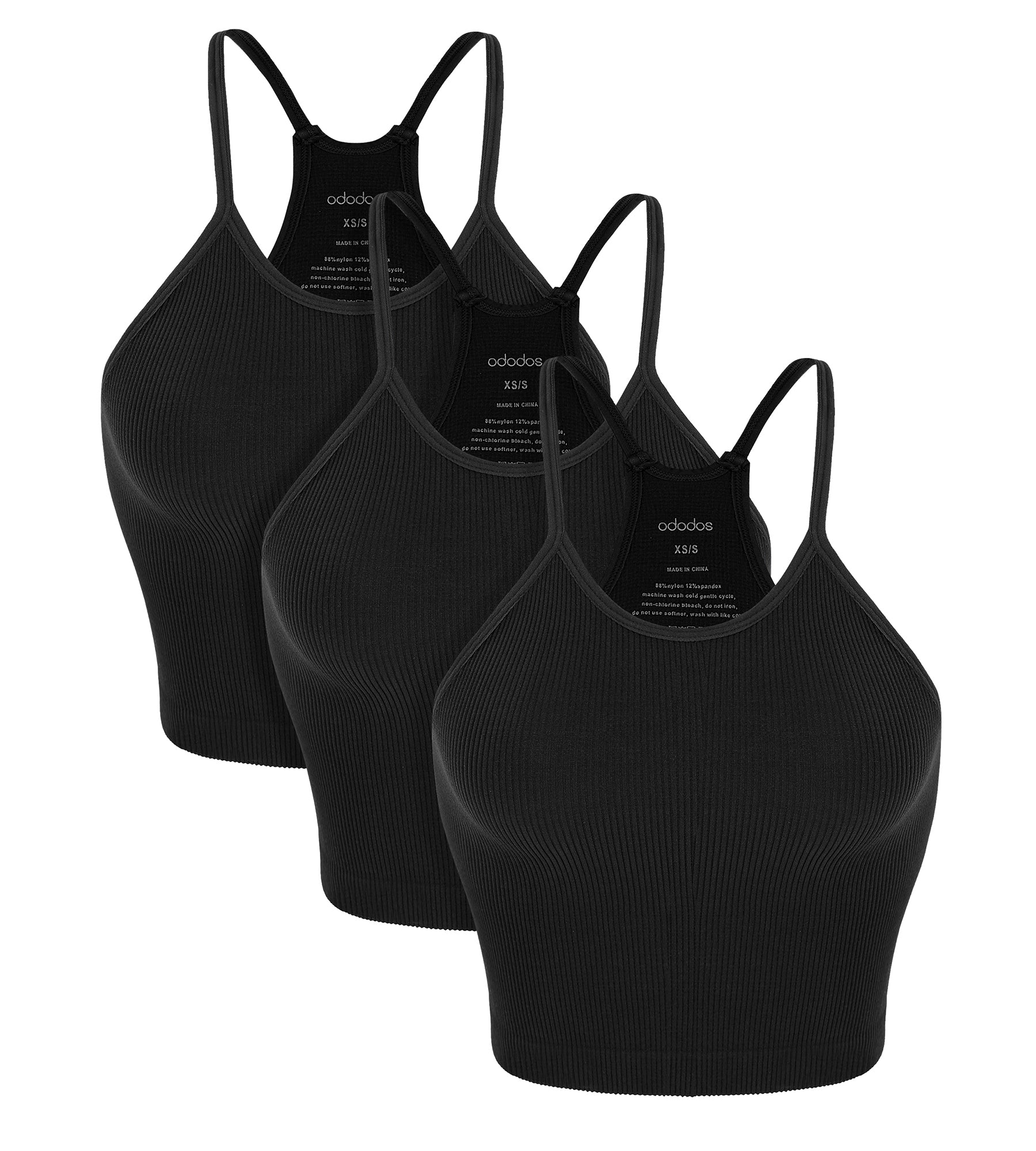3-Pack Long Seamless Camisole Black+Black+Black - ododos