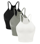 3-Pack Long Seamless Camisole White+Gray+Black - ododos