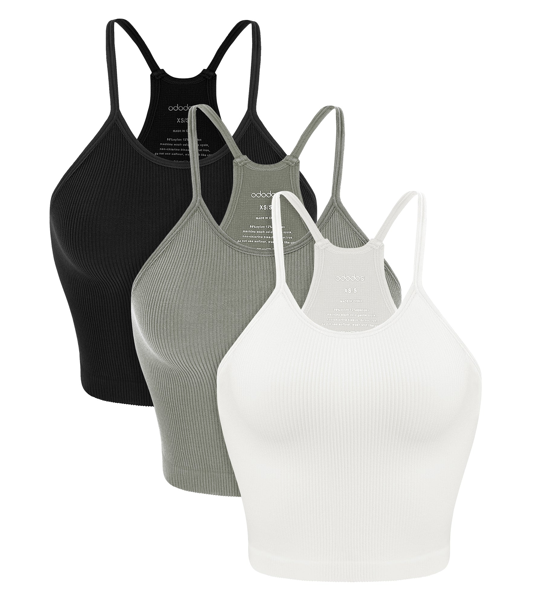 3-Pack Long Seamless Camisole White+Gray+Black - ododos