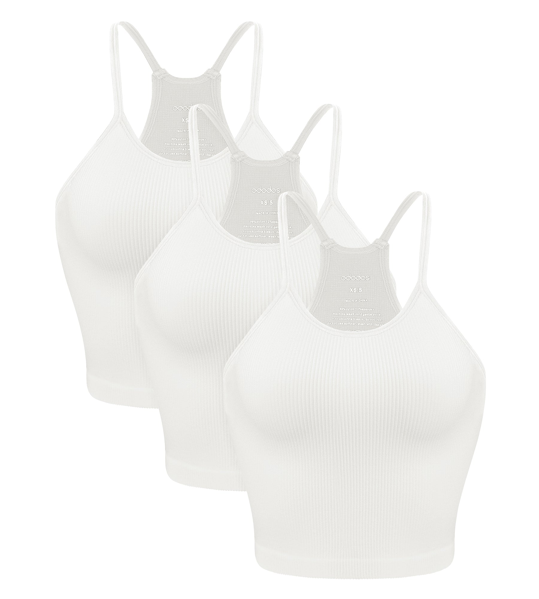 3-Pack Long Seamless Camisole White+White+White - ododos
