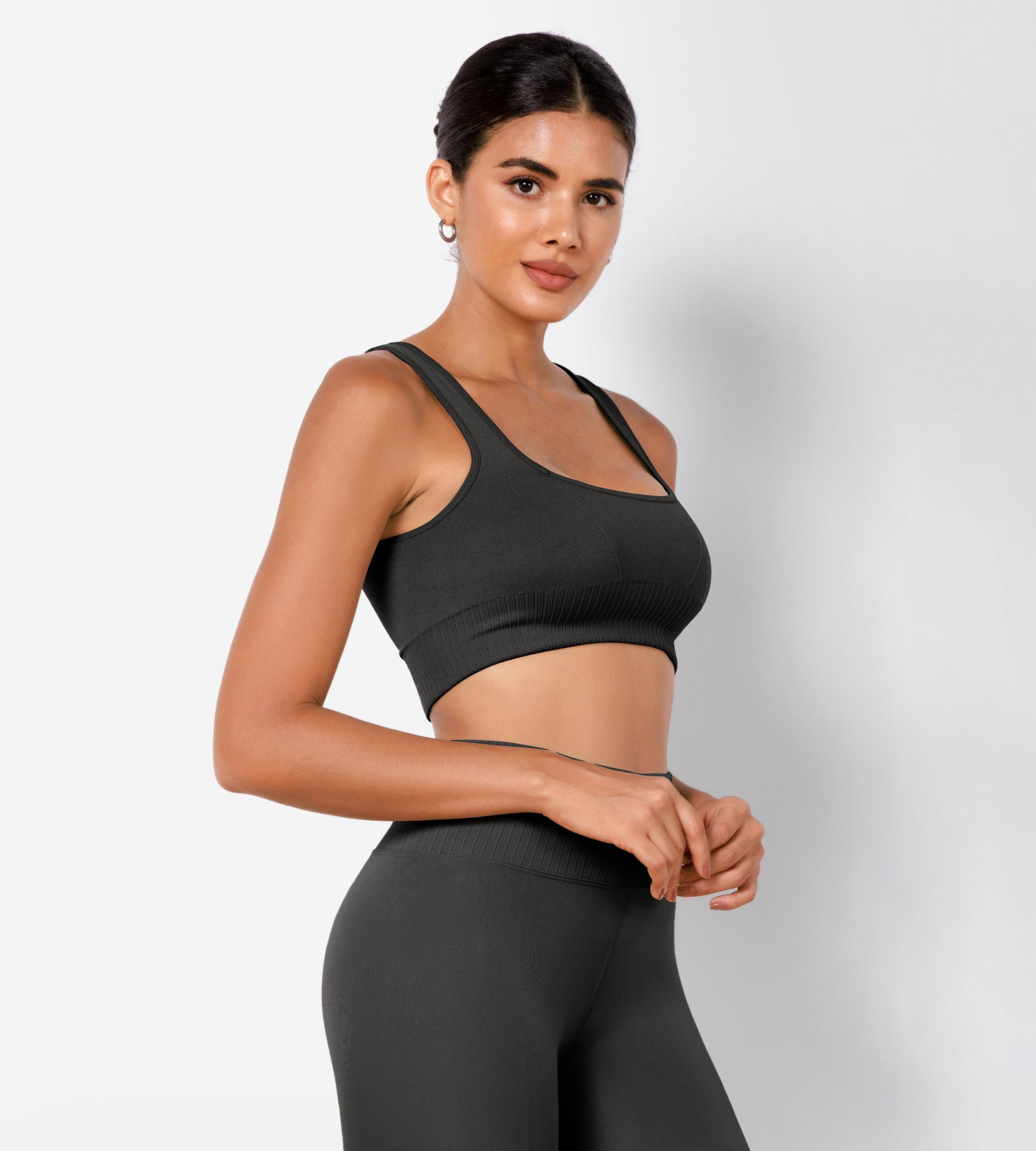 Ribbed Square Neck Sports Bra - ododos