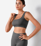 Ribbed Square Neck Sports Bra - ododos