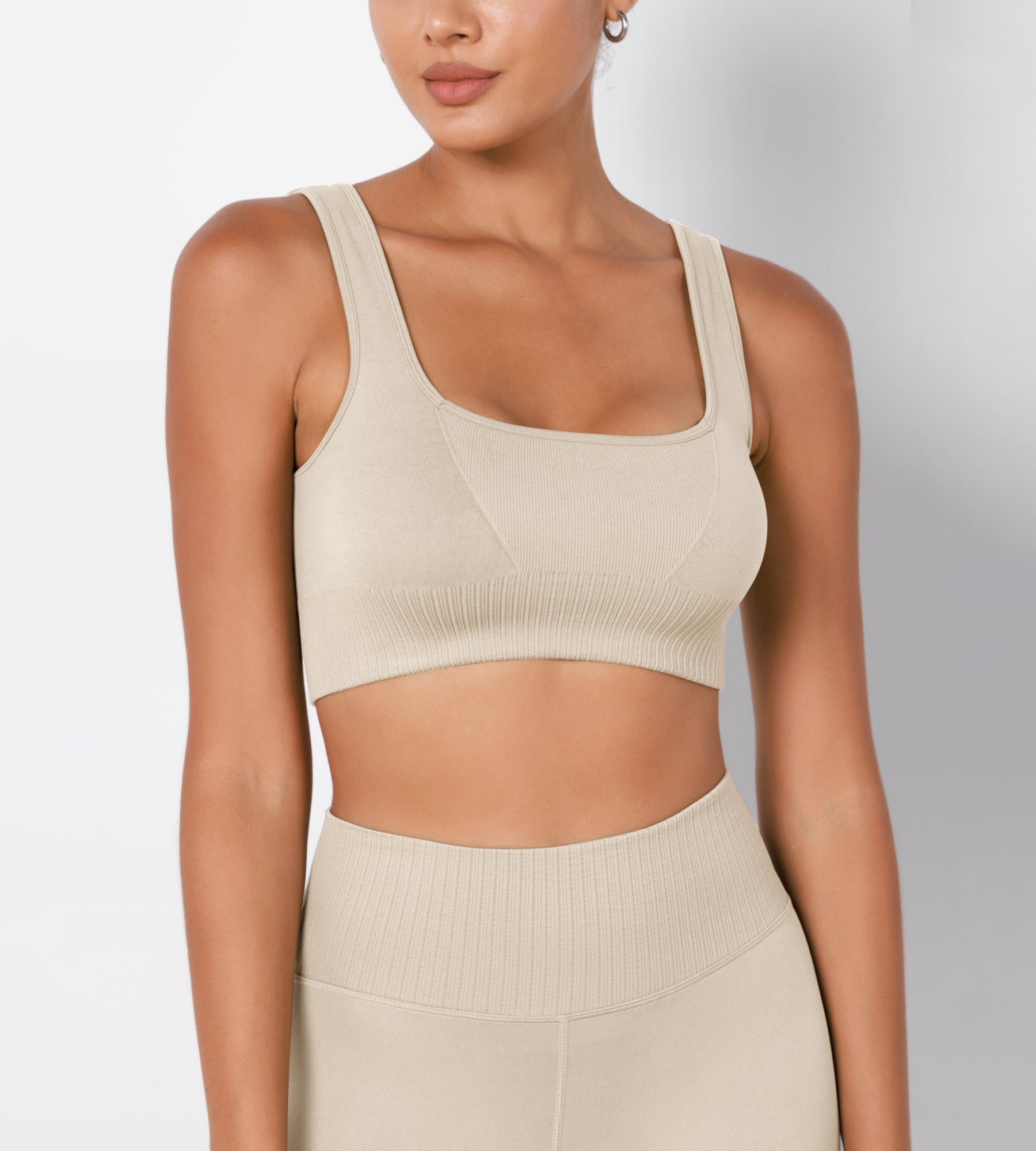 Ribbed Square Neck Sports Bra - ododos