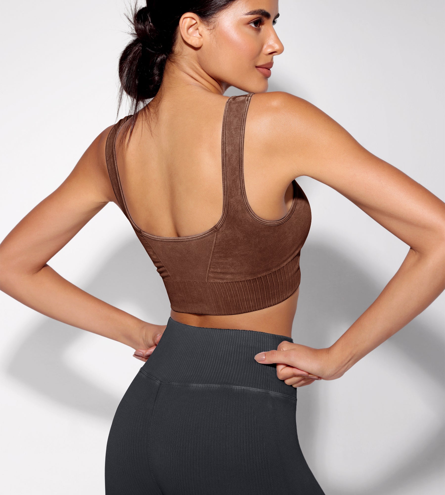 Ribbed Square Neck Sports Bra - ododos