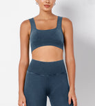 Ribbed Square Neck Sports Bra - ododos