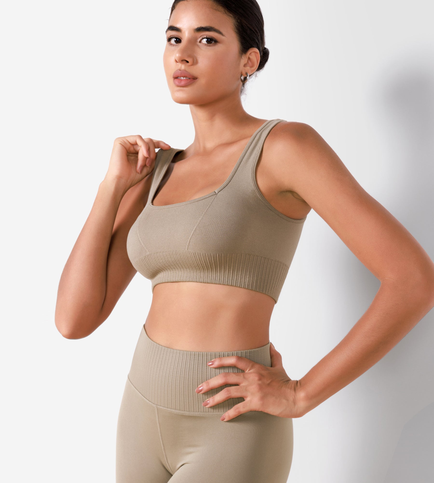 Ribbed Square Neck Sports Bra - ododos