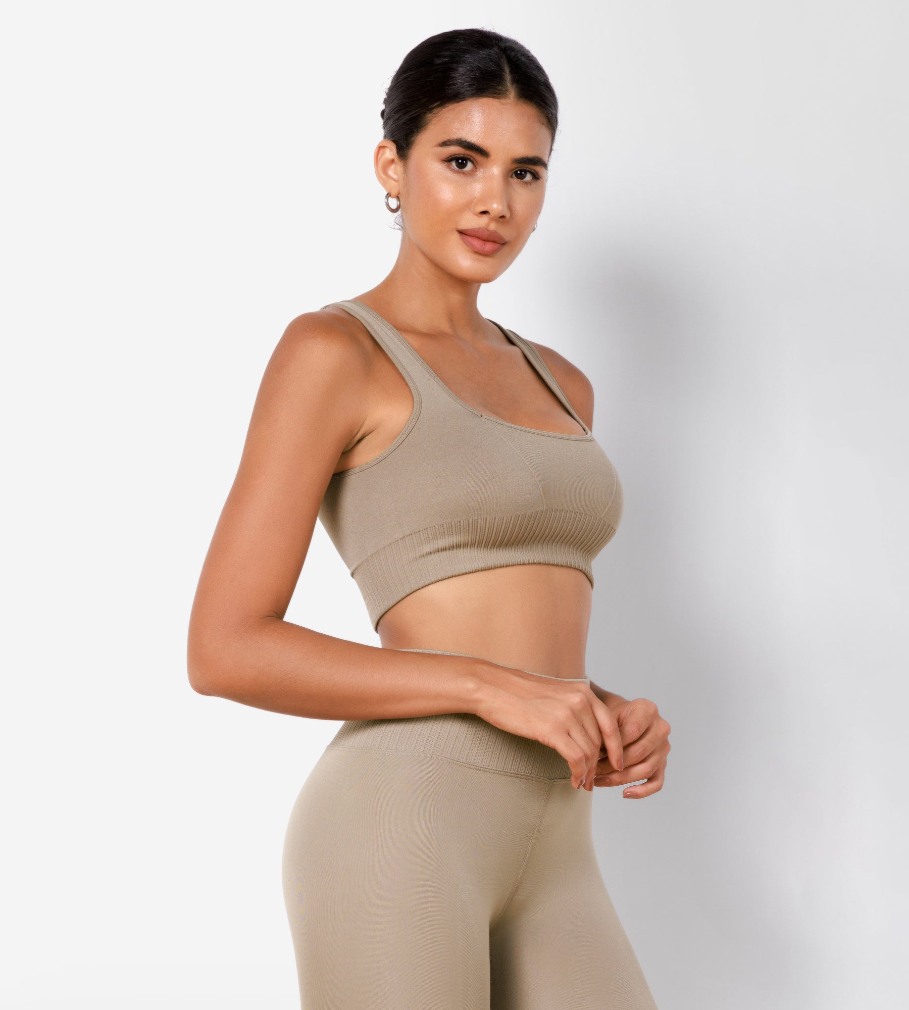 Ribbed Square Neck Sports Bra - ododos