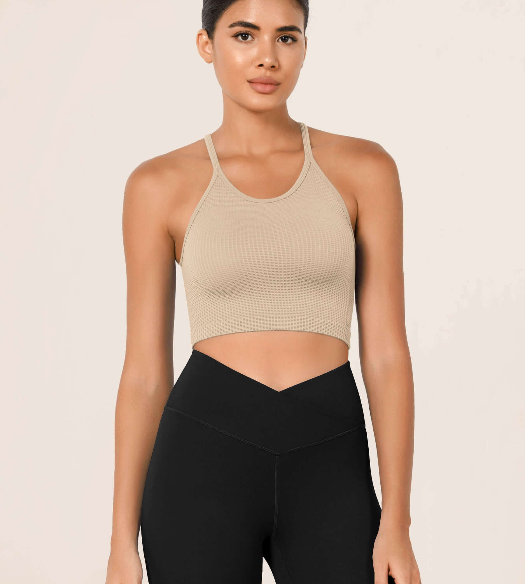 3-Pack Crop Length Waffle Knit Seamless Camisole Cropped Tank Tops - ododos