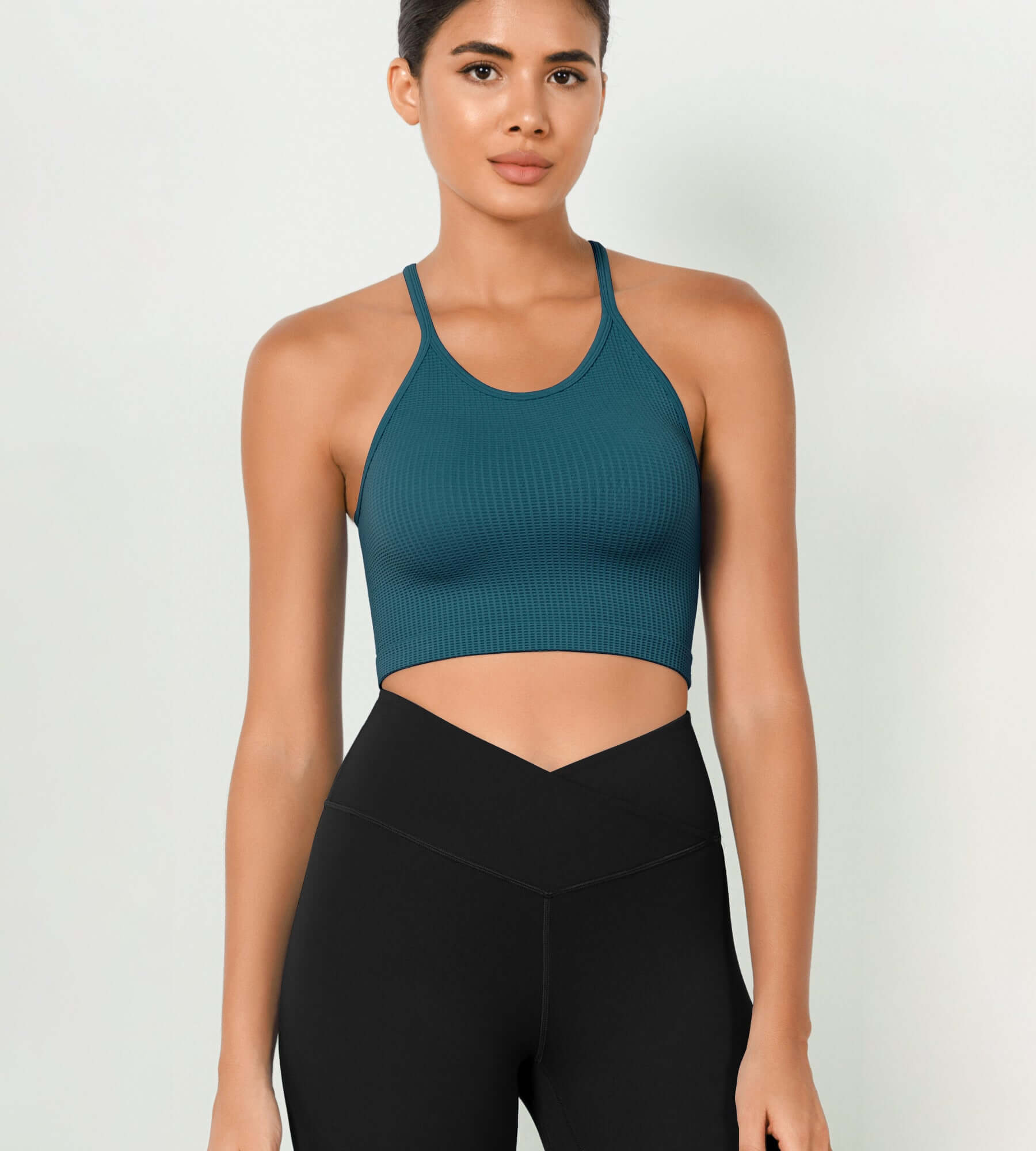 3-Pack Crop Length Waffle Knit Seamless Camisole Cropped Tank Tops - ododos