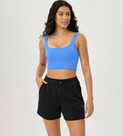 3-Pack Crop Length Seamless Square Neck Ribbed Knit Tank - ododos