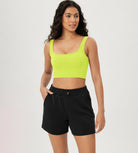3-Pack Crop Length Seamless Square Neck Ribbed Knit Tank - ododos