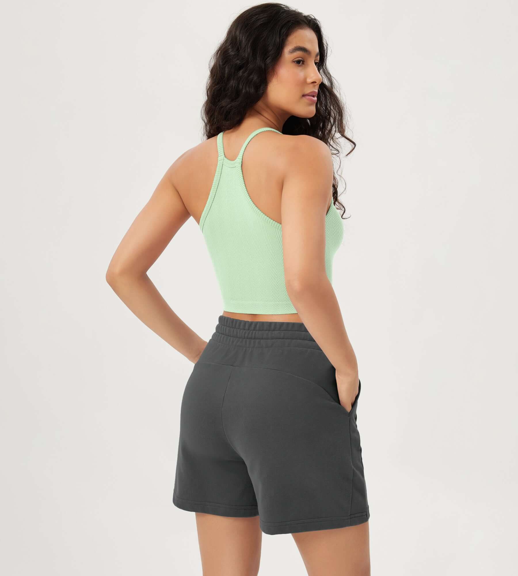 3-Pack Crop Length Herringbone Knit Seamless Soft Camisole Tank Tops - ododos