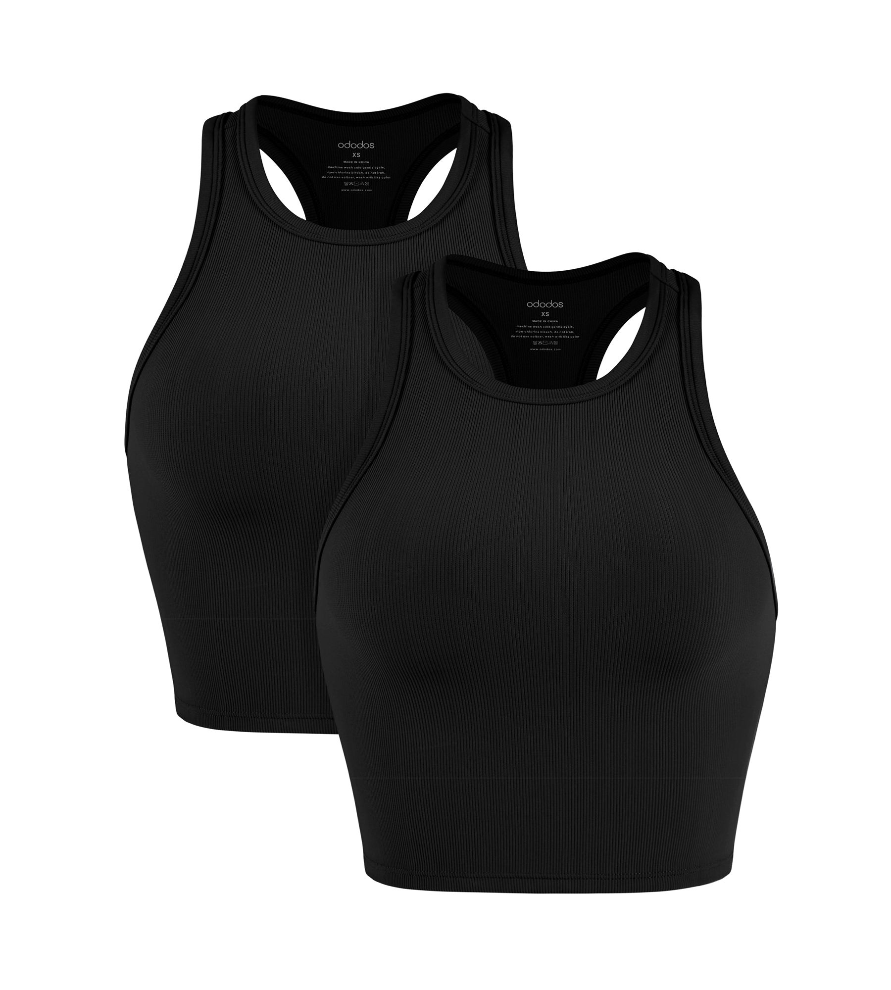 2-Pack Racerback High Neck Ribbed Cropped Tank Tops - ododos